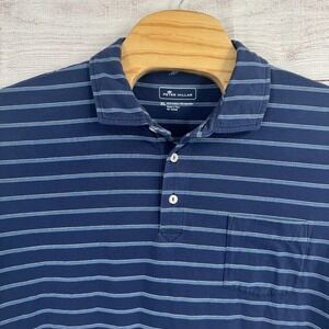 Peter Millar‎ XL Polo Shirt Mens Blue Striped Short Sleeve Cotton Blend
